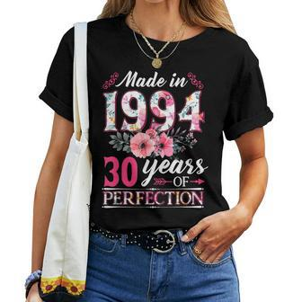 30 Year Old Made In 1994 Floral Flower 30Th Birthday Womens Women T-shirt - Monsterry CA