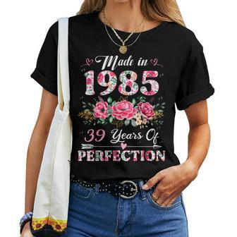 39 Year Old Made In 1985 Floral 39Th Birthday Women Women T-shirt - Monsterry