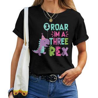 3Rd Birthday Dinosaur Girl T-Rex Matching Family Party Three Women T-shirt - Monsterry UK