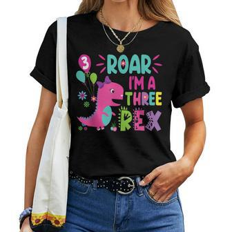 3Rd Birthday Dinosaur Girl T-Rex Matching Family Party Three Women T-shirt - Seseable
