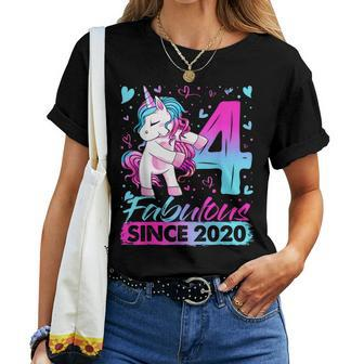 4 Years Old Flossing Unicorn 4Th Birthday Girl Party Women T-shirt | Mazezy CA