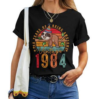 40 Years Old Sloth Lover Vintage 1984 40Th Birthday Women T-shirt - Monsterry AU