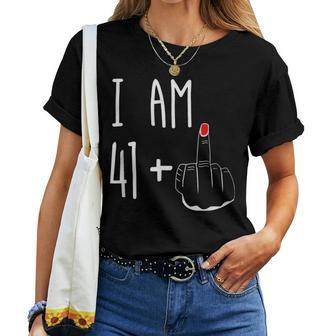 I Am 41 Plus 1 Middle Finger Girl 42Nd Birthday 42 Years Old Women T-shirt - Monsterry DE