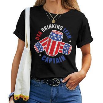 4Th Of July Beer Can Flag Usa Drinking Team Women T-shirt - Monsterry CA