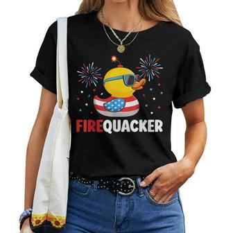 4Th Of July Duck Firequacker Patriotic Fourth Of July Women T-shirt - Seseable