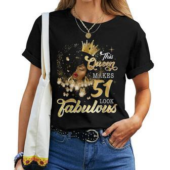 51St Birthday Queen 51 Years Old Black Girl Afro Woman Women T-shirt - Seseable