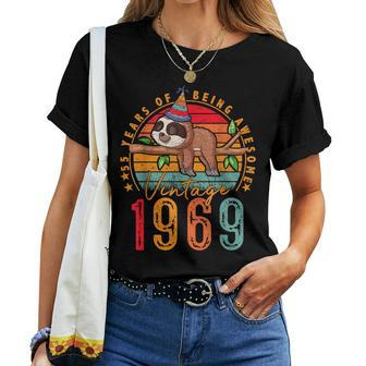 55 Years Old Sloth Lover Vintage 1969 55Th Birthday Women T-shirt - Monsterry CA
