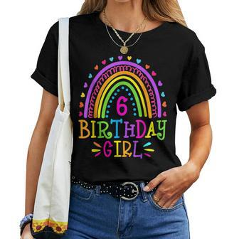 6 Year Old 6Th Birthday Girl Rainbow Women T-shirt - Seseable