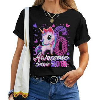 6 Years Old Flossing Unicorn 6Th Birthday Girl Party Women T-shirt | Mazezy