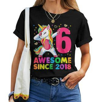 6 Years Old Unicorn Dabbing 6Th Birthday Girl Unicorn Party Women T-shirt | Mazezy