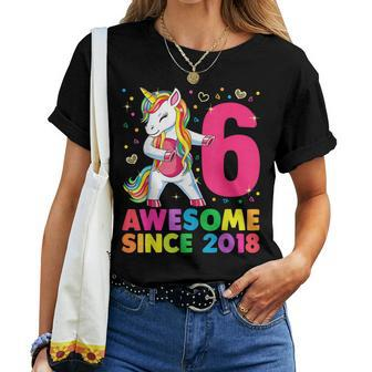 6 Years Old Unicorn Flossing 6Th Birthday Girl Unicorn Party Women T-shirt - Monsterry AU