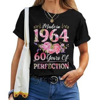 60 Year Old Made In 1964 Birthday Floral 60Th Birthday Women Women T-shirt - Seseable
