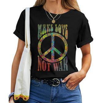 60S 70S Retro Flower Power Make Love Not War 2 Women T-shirt - Monsterry UK