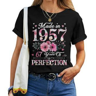 67 Year Old Made In 1957 Floral 67Th Birthday For Women Women T-shirt - Monsterry