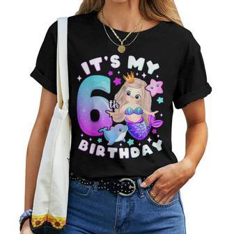 6Th Birthday Girl 6 Years Mermaid Number 6 Women T-shirt - Monsterry DE