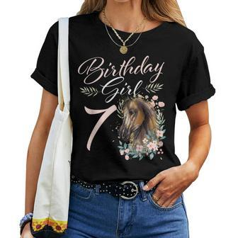 7Th Birthday Girl Horse Lover 7 Years Old Bday Women T-shirt - Thegiftio UK