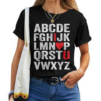 Abc Boys Alphabet I Love You Valentines Day Teacher Girls Women T-shirt | Mazezy