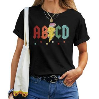 Abcd Pencil Lightning Rock'n Roll Teacher Back To School Women T-shirt - Seseable