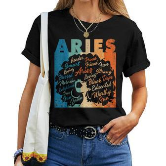 African American Zodiac Birthday Aries Girl Women T-shirt - Seseable