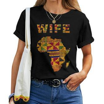 Afro Black Wife African Ghana Kente Cloth Couple Matching Women T-shirt | Mazezy