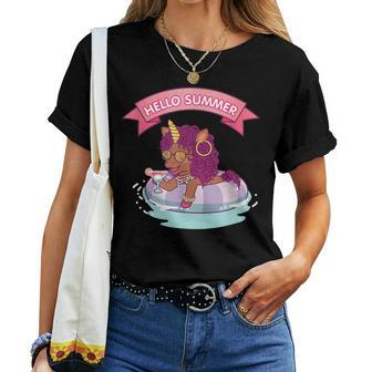 Afro Unicorn Hello Summer Black Girl Magic Birthday Women T-shirt - Monsterry UK