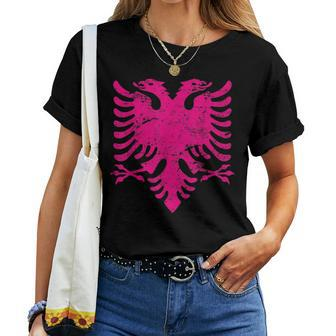 Albania Eagle Pink Flag Women's Children's Albania T-shirt Frauen - Seseable