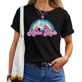 Alpha Male Unicorn Rainbow Ironic Gay Sarcastic Lgbtq Pride Women T-shirt - Monsterry