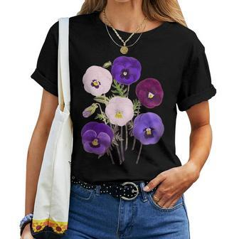 Alzheimer Purple Floral Pansy Dementia Alzheimer's Awareness Women T-shirt - Seseable