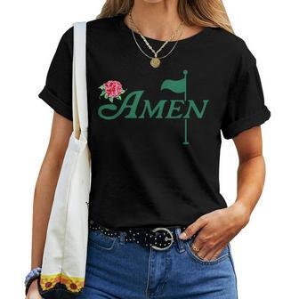 Amen Azalea Golf Masters Floral Golfing Enthusiast Women T-shirt - Seseable