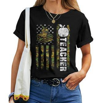American Flag Camouflage Teacher Patriotic 4Th Of July Women T-shirt - Monsterry AU