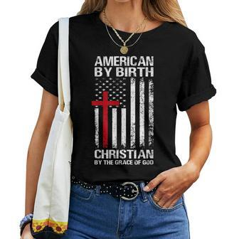 American Flag Cross Patriotic Religious Christian Usa Faith Women T-shirt - Monsterry AU