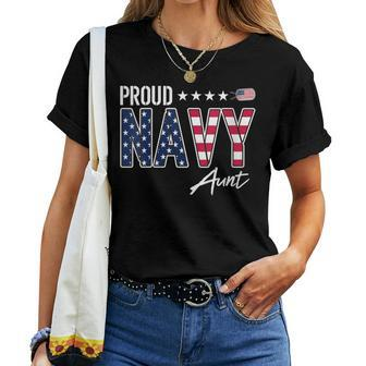 American Flag Proud Navy Aunt Women T-shirt - Monsterry