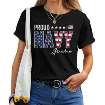 American Flag Proud Navy Grandma Women T-shirt - Monsterry