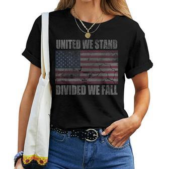 American Flag United We Stand Divided We Fall Women Women T-shirt - Monsterry DE
