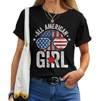All American Girl 4Th Of July Daughter Usa Flag Girls Women T-shirt - Monsterry