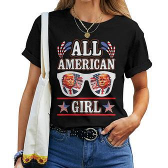All American Girl Retro Love Heart Trump Usa American Flag Women T-shirt - Thegiftio UK