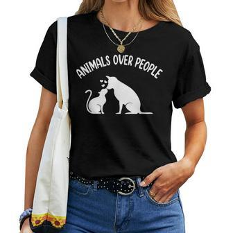 Animals Over People Animal Lover Vegan Plant Based Veganism Women T-shirt - Monsterry UK
