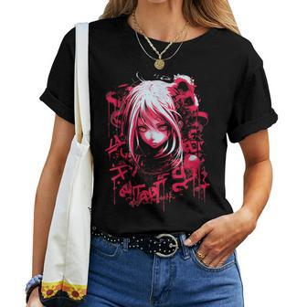 Anime Goth Girl Japanese Aesthetic Grunge Horror Women T-shirt - Seseable