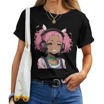 Anime And Music Black Girl Anime Merch Afro African American Women T-shirt - Thegiftio UK