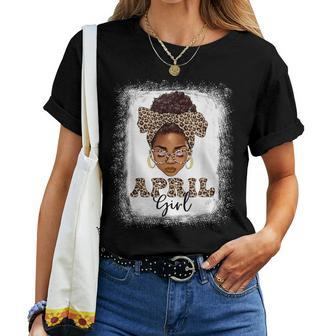April Girls Afro Messy Bun Bleached Black Birthday Women T-shirt - Seseable