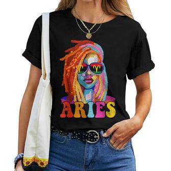 Aries Queen African American Loc'd Zodiac Sign Women T-shirt - Seseable