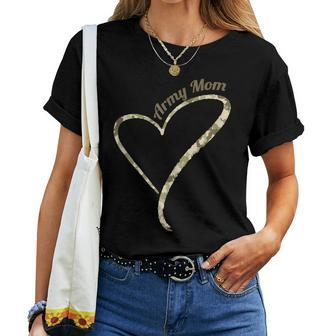 Army Mom Proud Military Mother Camouflage Heart Women T-shirt - Monsterry CA