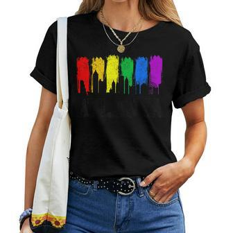 Atlanta Skyline Rainbow Atl Lgbtq Gay Pride Month Women T-shirt - Monsterry CA