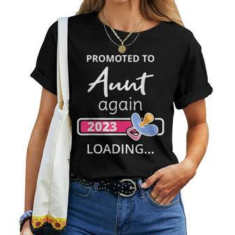 Aunt Again 2023 Loading New Auntie To Be Promoted To Aunt Women T-shirt - Monsterry