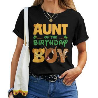 Aunt Of The Birthday Boy Lion Family Matching Women T-shirt - Seseable