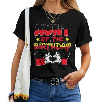 Aunt Of The Birthday Boy Mouse Family Matching Women T-shirt - Seseable
