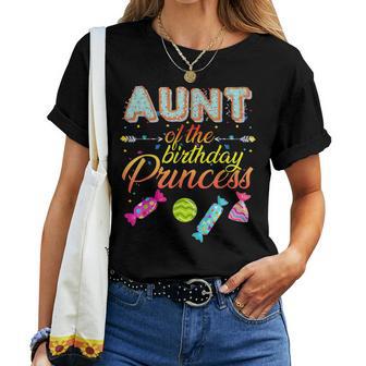 Aunt Of The Birthday Princess Bday Girl Family Donut Candy Women T-shirt - Monsterry AU