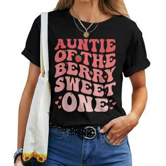Auntie Of The Berry Sweet One Birthday Strawberry Girl Women T-shirt - Monsterry AU