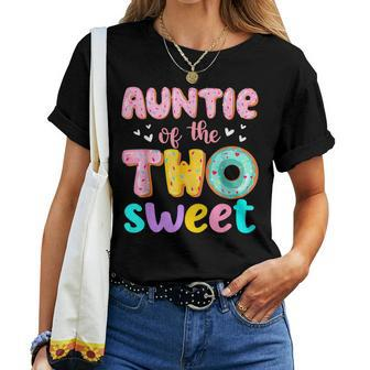 Auntie Of The Two Sweet Donut Birthday Family Theme Girl Women T-shirt - Thegiftio UK