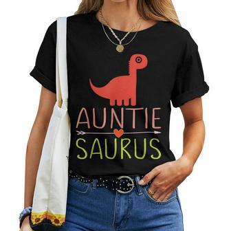 Auntiesaurus Dinosaur Aunt Dino Bae Best Auntie Ever Women T-shirt - Monsterry CA